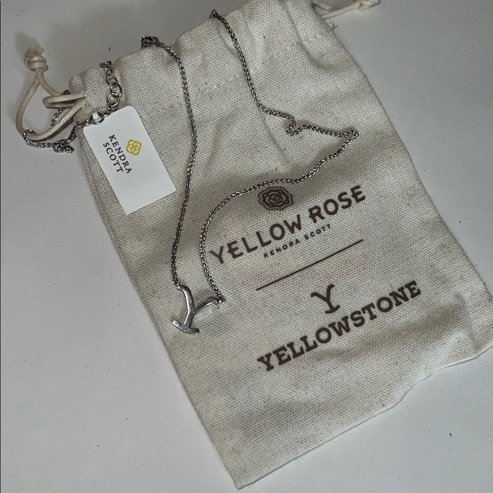 YELLOW ROSE YELLOWSTONE NWT Kendra Scott Silver Chain Y Necklace - Picture 5 of 5